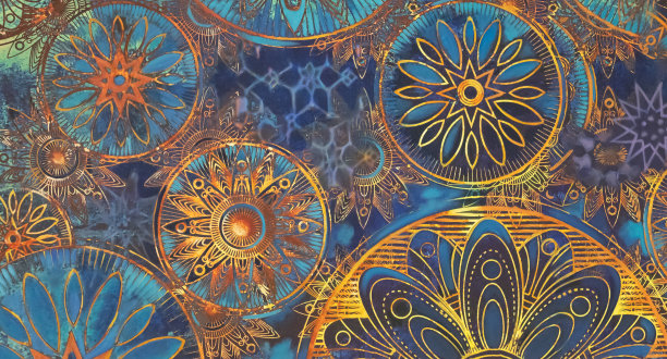 瓷砖地板与明亮的蓝色抽象马赛克图案图片下载