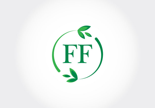 字母ff和绿叶绿色图片下载