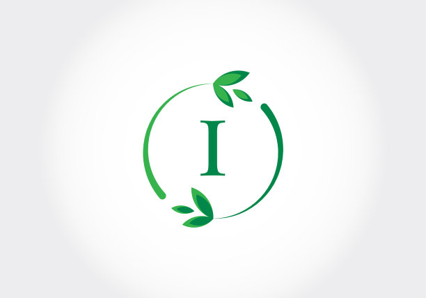 字母I与树叶绿色环保图片下载