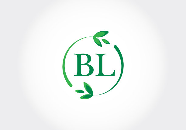 字母bl与绿叶绿色图片下载