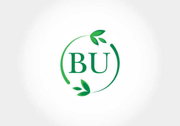 字母bu与叶子绿色图片下载