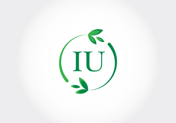 字母iu与绿叶绿色图片下载