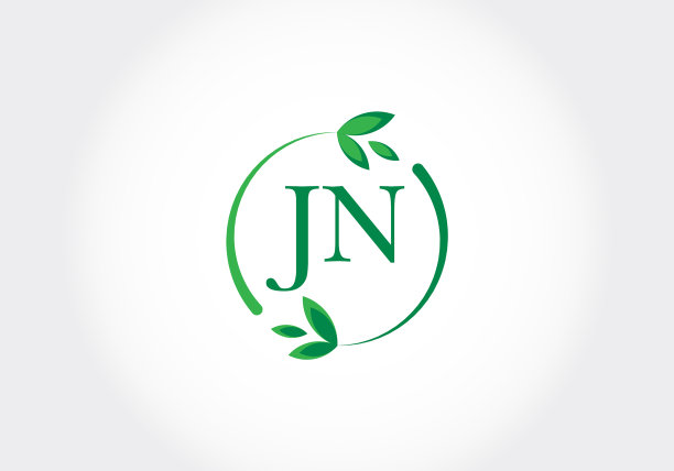字母jn和绿色的叶子图片下载