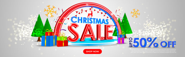 圣诞快乐促销横幅图片下载