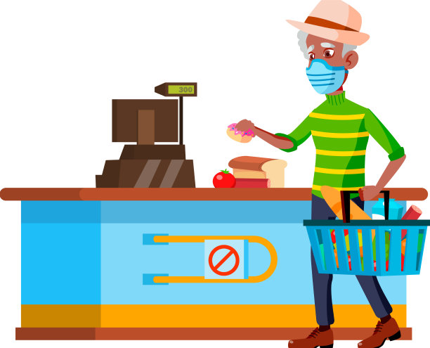 超市里戴口罩的老人图片下载