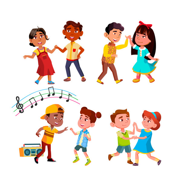 男孩和女孩的孩子一起跳舞集合图片下载