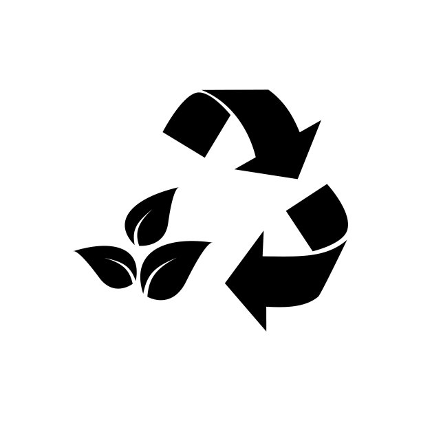 白色背景上的树叶回收图标图片下载