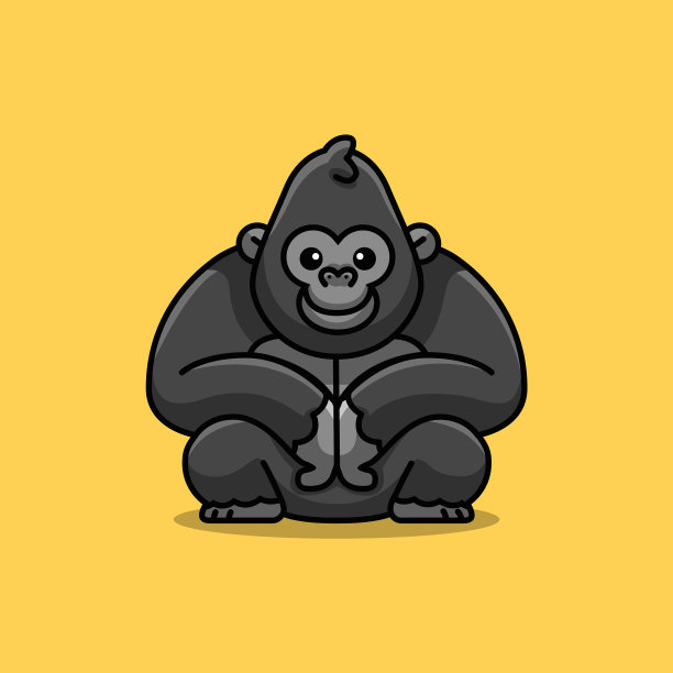 可爱的大猩猩动物吉祥物坐图片下载