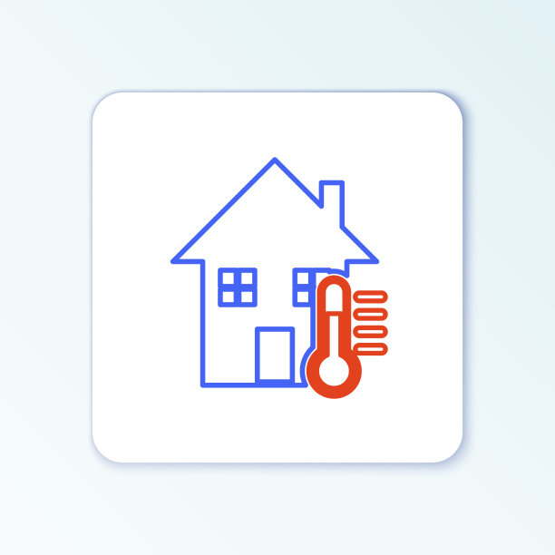 线房子温度图标孤立在白色图片下载
