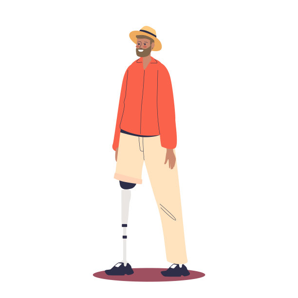 年轻的残疾人带着假肢走得很开心图片下载