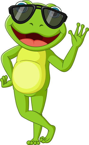 戴墨镜的可爱青蛙卡通图片下载