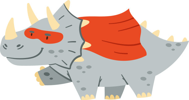 可爱的卡通恐龙穿着超级英雄的服装，可爱极了图片下载