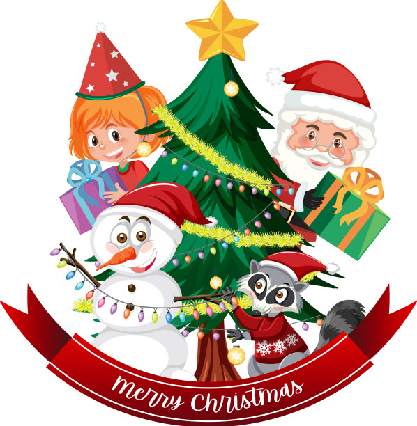 圣诞快乐短信横幅与圣诞老人和图片下载