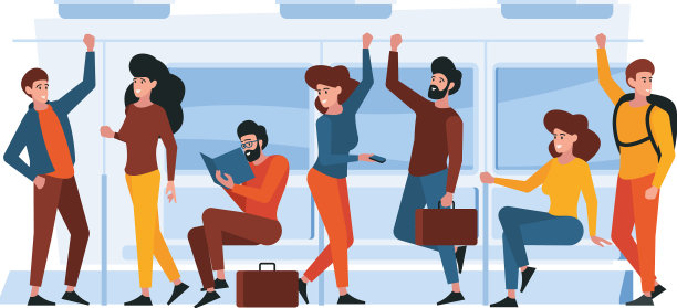 公共汽车内部人群站在公共汽车和站图片下载