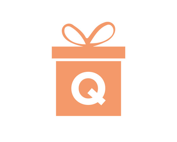 字母q礼盒形状标志彩色礼品标志图片下载
