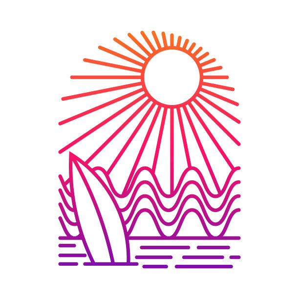 海洋和海滩全景，夏季时间和冲浪图片下载