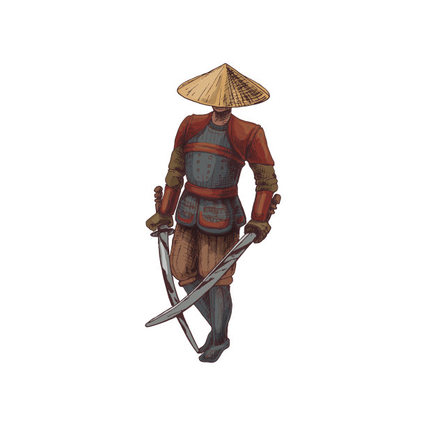 日本武士有两把交叉的剑图片下载