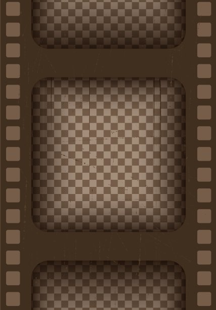 透明背景上的旧棕色电影框架。刮花了老式录像或照片磁带。3d现实屏幕在复古风格与垃圾摇滚图案。古董幻灯片模板。向量卡说明图片下载