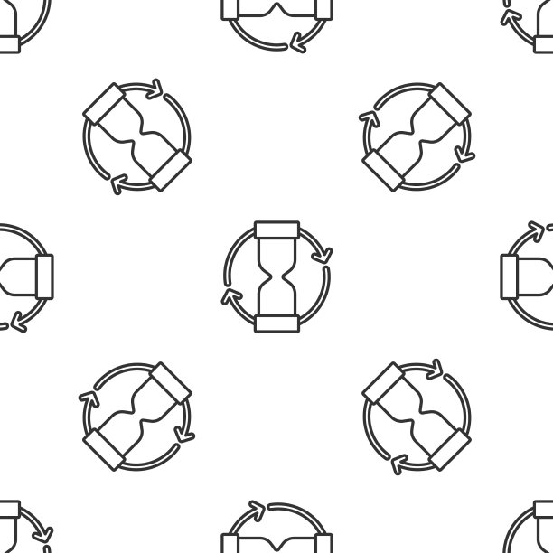 灰色线条古老的沙漏与流动的沙子图标图片下载
