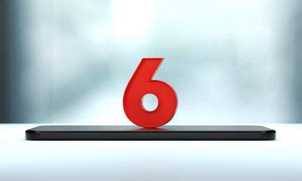 红色号码6在移动电话上图片下载