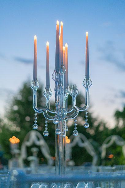 浪漫的布置婚礼晚餐的布景图片下载