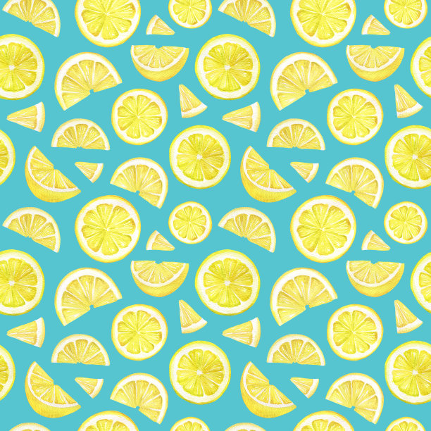 水彩柠檬无缝图案图片下载