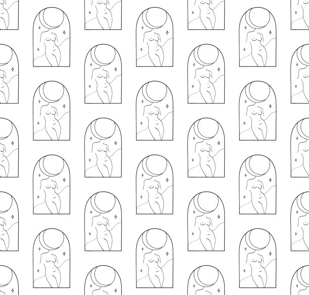 抽象背景无缝图案夫人和月亮图片下载