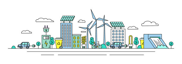 城市景观能源生态概念轮廓线形风格图片下载