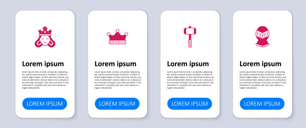 设置中世纪头盔战斗锤国王王冠和图片下载