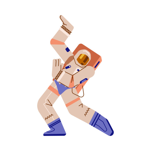 宇航员跳舞，白色背景上的矢量平面插图。图片下载