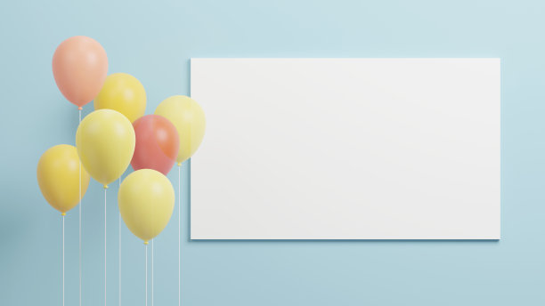 气球和白色帆布与复制空间3D渲染图片下载