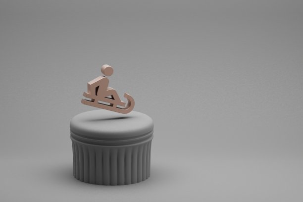 美丽的抽象插图雪橇符号图标在一个柱和美妙的背景。3 d渲染插图。背景图案设计。图片下载