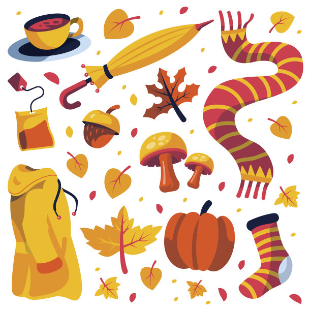 手绘平秋元素集图片下载
