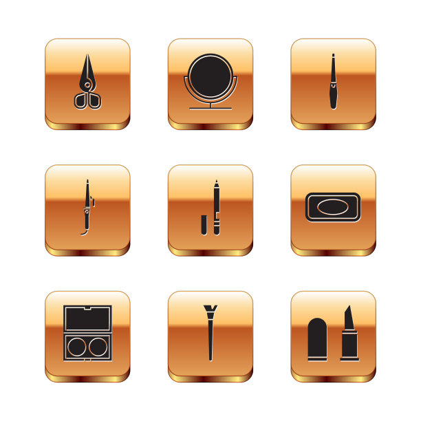 把剪刀、化妆粉和镜子刷固定在一起图片下载