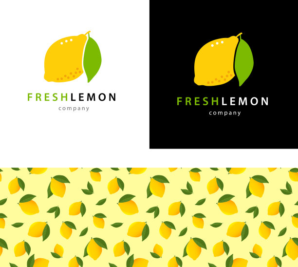 成熟的黄色柠檬叶子logo概念图片下载