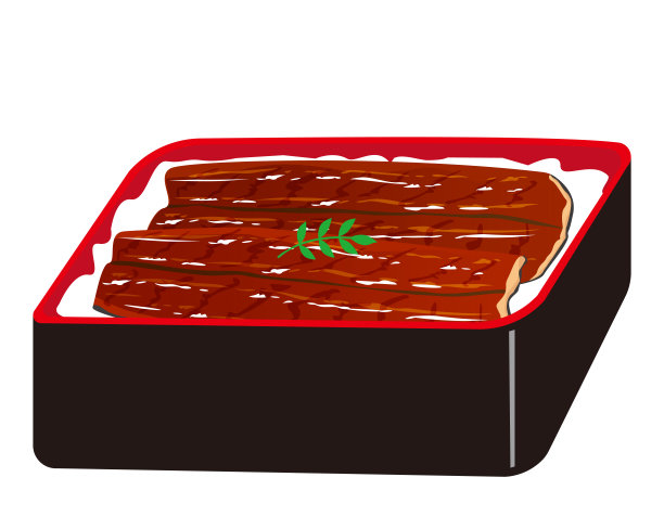 烤鳗鱼配米饭，装在漆盒里。烤鳗鱼。鳗鱼kabayaki。日本的食物。矢量插图。图片下载