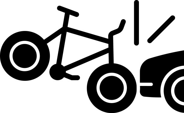 汽车碰撞与自行车黑色字形图标图片下载