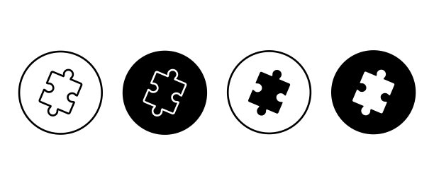 拼图矢量图标设置。圆形符号的轮廓拼图图片下载