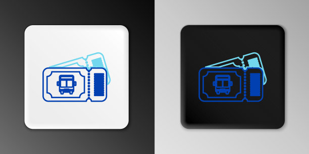 线公交车票图标孤立的灰色背景图片下载