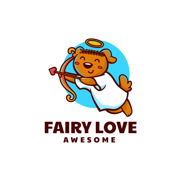 标志丘比特犬卡通风格的吉祥物图片下载