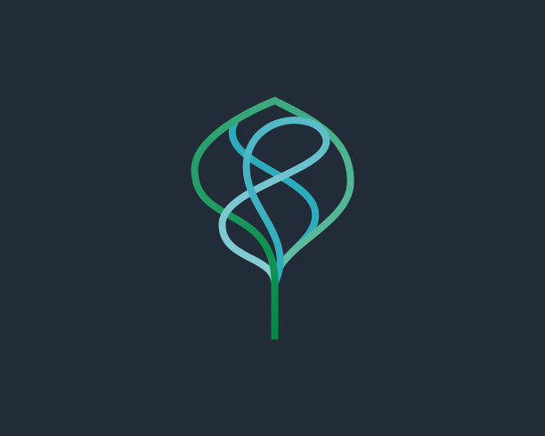 抽象梯度线性树标志图标图片下载