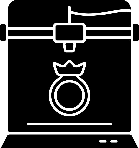 3d珠宝打印黑色字形图标图片下载