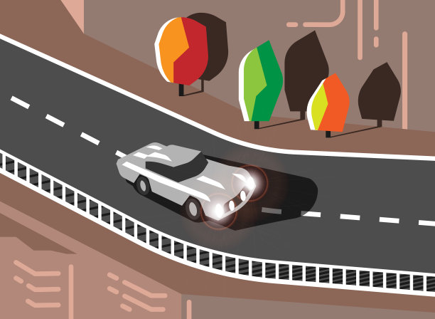 汽车在山路上的秋季概念图片下载