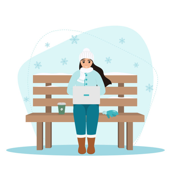 冬季公园的自由职业者图片下载