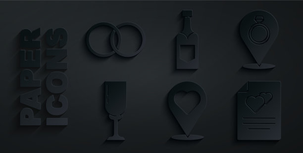 设置位置与心结婚戒指玻璃图片下载