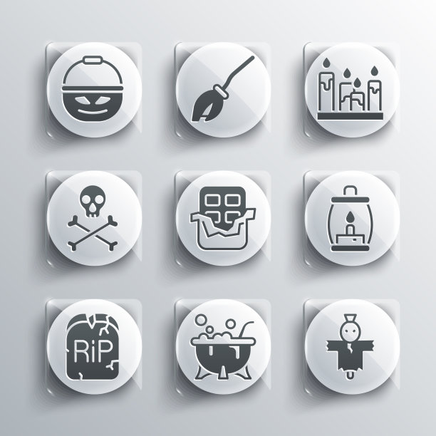 设置万圣节女巫坩埚稻草人露营图片下载