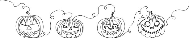 可怕的万圣节南瓜一线艺术连续图片下载