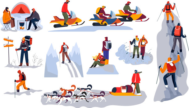 冬季运动及户外露营活动图片下载