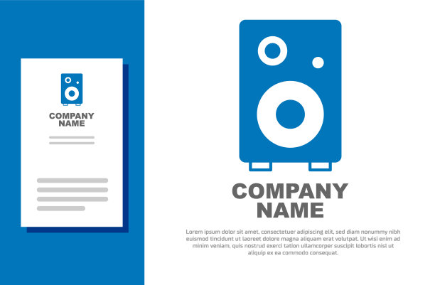 蓝色立体声扬声器图标孤立在白色图片下载