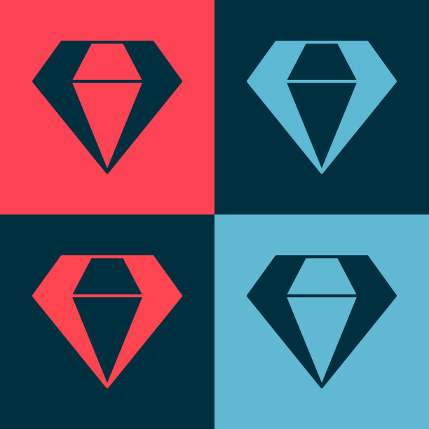 流行艺术钻石图标孤立的颜色背景图片下载